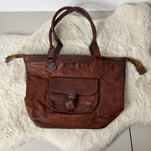 Noonday Collection Rustic Rich Brown Leather Shoulder Tote Bag